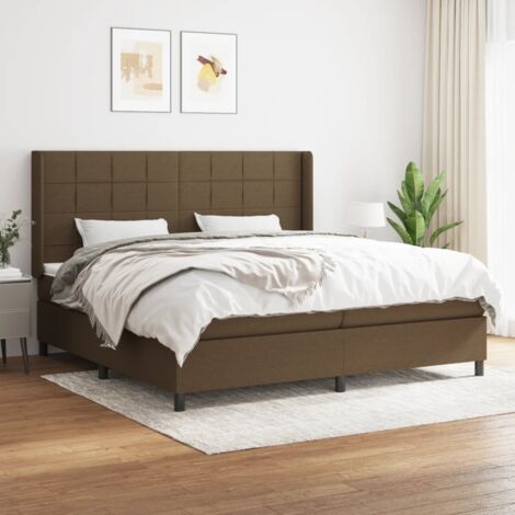 Lit double pour adulte Moderne - Lit à sommier tapissier avec matelas Marron foncé 200x200 cm BV482385 - BonneVie (1/5)
