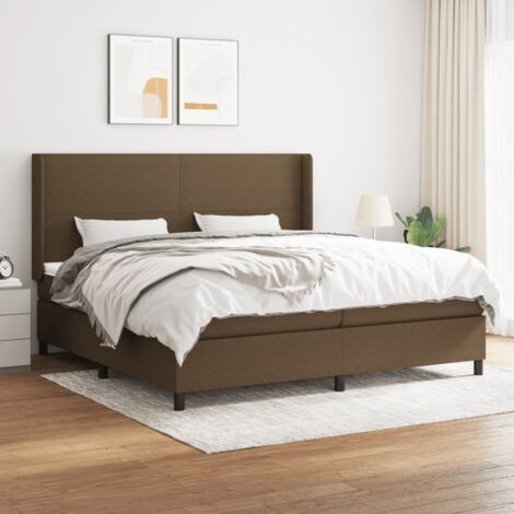 Lit double pour adulte Moderne - Lit à sommier tapissier avec matelas Marron foncé 200x200 cm BV427335 - BonneVie (1/5)