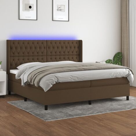 Sommier tapissier matelas et LED - Sommier pour Adulte et Enfant - Marron foncé 200x200 cm Tissu BV354373 - BonneVie (1/5)
