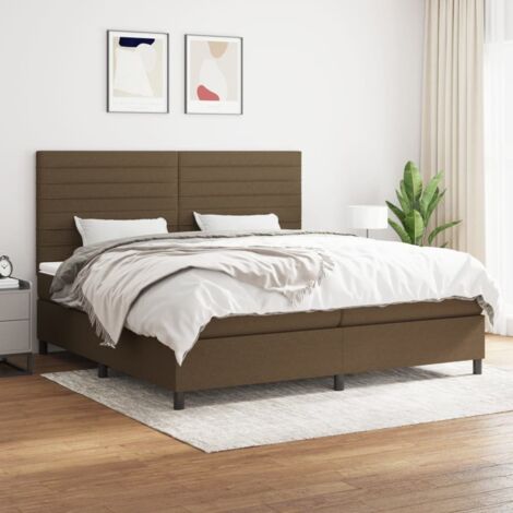 Lit double pour adulte Moderne - Lit à sommier tapissier avec matelas Marron foncé 200x200 cm BV348673 - BonneVie (1/5)