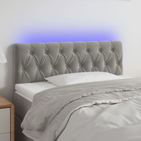 Tête de lit à LED Armoire de tête de lit Gris clair 90x7x78/88 cm Velours 86165 (1/5)