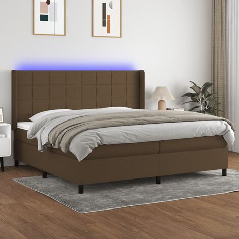 Sommier tapissier matelas et LED - Sommier pour Adulte et Enfant - Marron foncé 200x200 cm Tissu BV673339 - BonneVie (1/5)