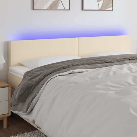 Tête de lit à LED Armoire de tête de lit Crème 160x5x78/88 cm Tissu 30238 (1/5)