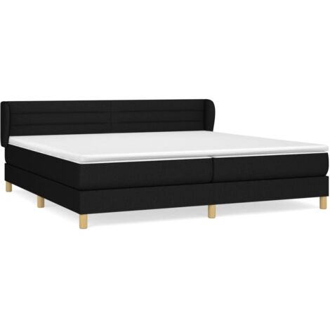 Lit à sommier tapissier avec matelas, Lit adulte pour 2 personnes Assemblage Facile, Noir 200x200 cm Tissu OIB9426E (1/5)
