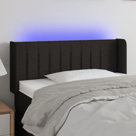 Tête de lit à LED Armoire de tête de lit Noir 93x16x78/88 cm Tissu 86684 (1/5)