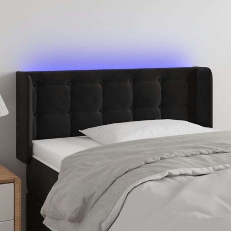Tête de lit à LED Armoire de tête de lit Noir 83x16x78/88 cm Velours 55848 (1/5)