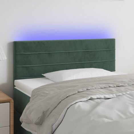 Tête de lit à LED Armoire de tête de lit Vert foncé 90x5x78/88 cm Velours 13490 (1/5)