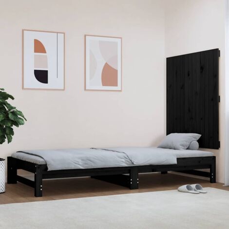 Tête de lit murale Armoire de tête de lit Noir 82,5x3x90 cm Bois massif de pin 22074 (1/5)