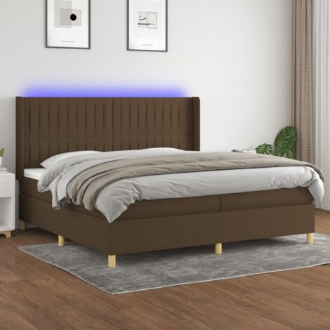 Sommier tapissier matelas et LED - Sommier pour Adulte et Enfant - Marron foncé 200x200 cm Tissu BV927969 - BonneVie (1/5)