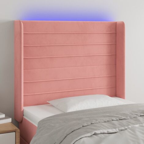 Tête de lit à LED Style Classique Armoire de lit - Rose 103x16x118/128 cm Velours BV342858 - BonneVie (1/5)