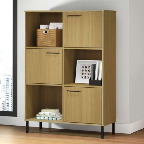 Bibliothèque avec pieds Meuble de Rangement  Meuble Étagère en métal Marron 90x35x128,5cm Bois OSLO 62802 (1/5)