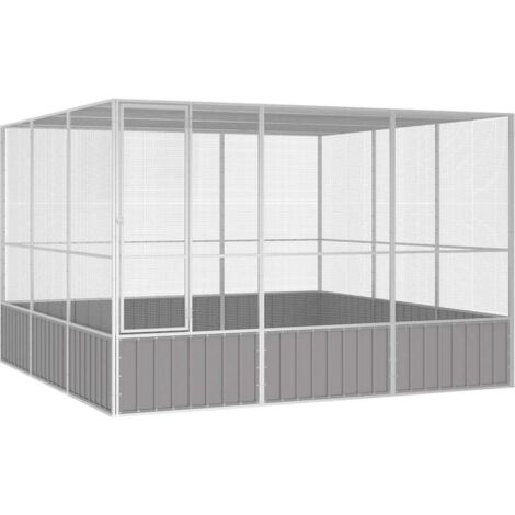 Cage à oiseaux Volière Gris 302,5x324,5x211,5 cm Acier galvanisé 20613