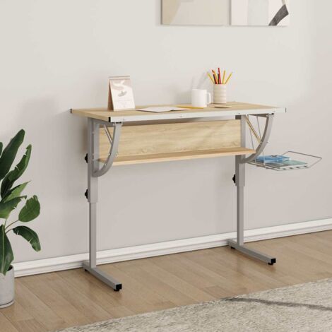 Bureau d'artisanat  Bureau d'ordinateur Bureau informatique chêne sonoma et gris 110x53x(58-87) cm 13356 (1/5)