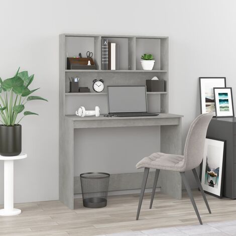 Bureau avec étagères Bureau informatique - Table de Bureau Gris béton 102x45x148 cm Bois d'ingénierie BV642866 - BonneVie (1/5)