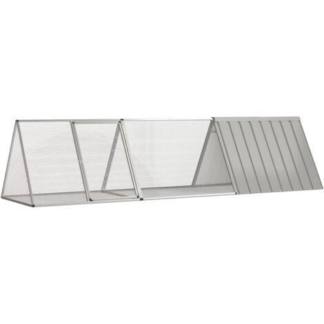 Clapier lapin Cage pour lapin Gris 302,5x80,5x71 cm Acier galvanisé 42327 (1/5)