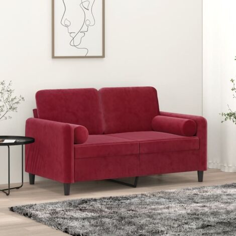 Lot de 2 Coussins décoratifs Moderne - Coussins Déco Rouge bordeaux Ø15x50 cm Velours BV799865 - BonneVie (1/5)