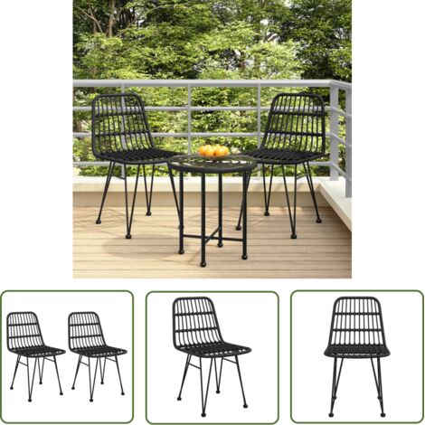 Lot de 2 Chaises de jardin et de camping, Chaises de relaxation, Noir 48x62x84 cm Résine tressée OIB4703E (1/5)