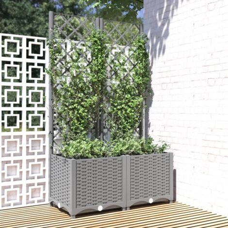 Jardinière avec treillis Bac A Fleur  Gris clair 80x40x136 cm PP 39959 (1/5)