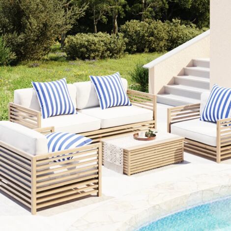 Lot de 4 Coussins décoratifs Moderne - Coussins Déco Rayures bleues et blanches 65x65x16cm BV664295 - BonneVie (1/5)