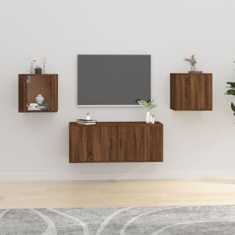 Meubles TV muraux 2 pcs Banc TV Armoire de rangement Chêne marron 40x34,5x40 cm 69568 (1/5)