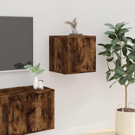 Meuble TV mural Banc TV Armoire de rangement Chêne fumé 40x34,5x40 cm 48219 (1/5)