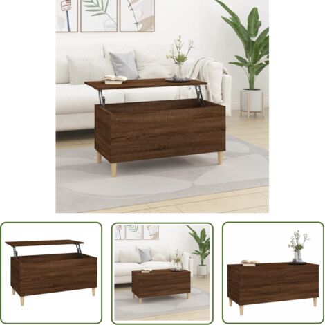 The Living Store Table basse Chêne marron 90x44,5x45 cm Bois d'ingénierie - Table Basse - Meuble Salon - Table D'appoint - Table Relevée - Design Moderne (1/5)