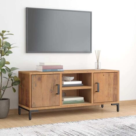 Meuble TV Banc TV Armoire de rangement Marron 110x35x48 cm Bois de pin massif recyclé 91907 (1/5)
