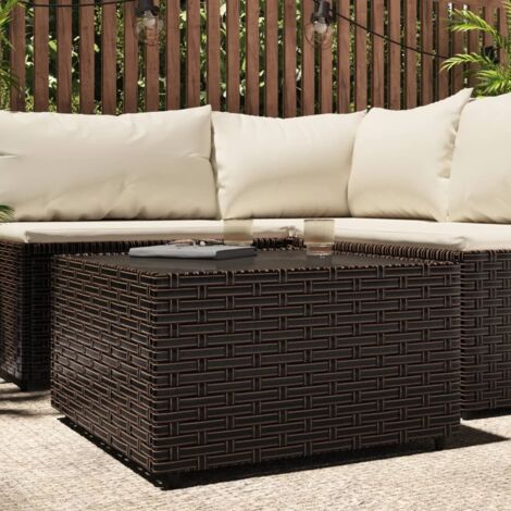 Table basse Table d'appoint pour Salon Chambre - de jardin carré marron 50x50x30 cm résine tressée BV778857 - BonneVie (1/5)