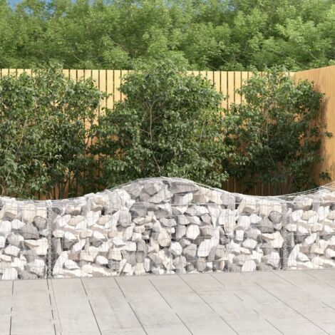 Panier de gabions arqué Mur en gabion Clôture de gabion 200x50x60/80 cm Fer galvanisé 57125 (1/4)