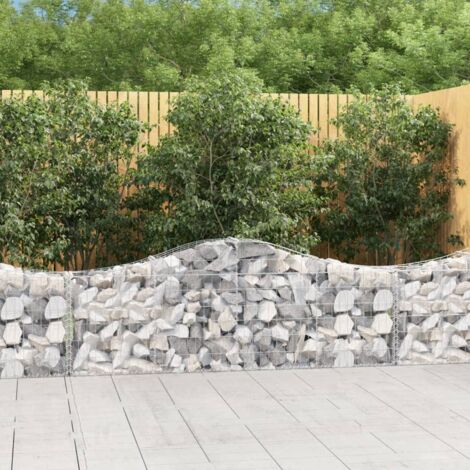 Paniers à gabions arqués 4 pcs Mur en gabion Clôture de gabion 200x30x60/80 cm Fer galvanisé 82465 (1/5)