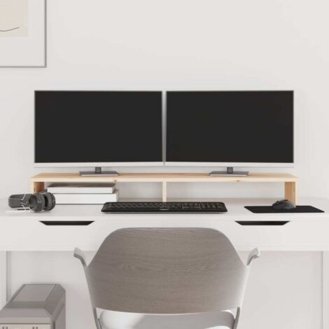 Support de moniteur - Réhausseur d'écran 100x27x10 cm Bois de pin solide BV893747 - BonneVie (1/5)
