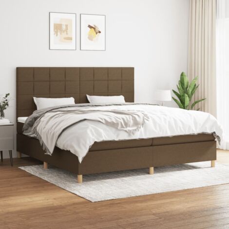 Lit double pour adulte Moderne - Lit à sommier tapissier avec matelas Marron foncé 200x200 cm BV221689 - BonneVie (1/5)