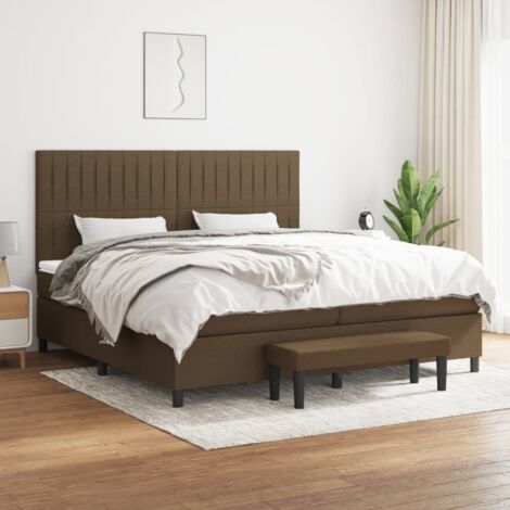 Lit double pour adulte Moderne - Lit à sommier tapissier avec matelas Marron foncé 200x200 cm BV994422 - BonneVie (1/5)