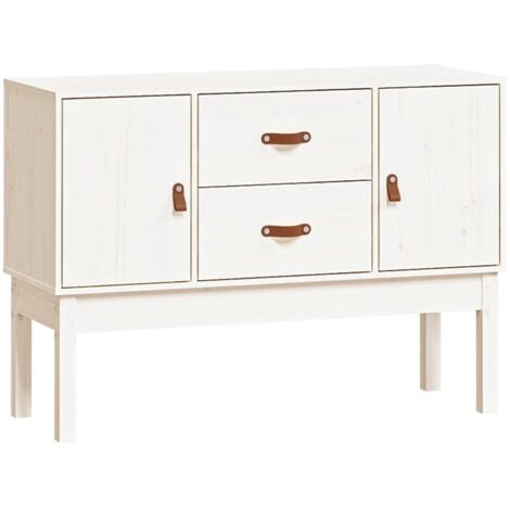 Buffet Commode Armoire Luxueux, pour Salon Chambre Entrée Cuisine, Blanc 110x40x78 cm Bois massif de pin OIB1636E (1/5)