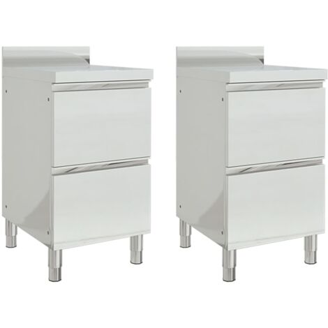 Armoires de cuisine commerciale avec 2 tiroirs 2 pcs Meuble de cuisine Inox 97181 (1/5)