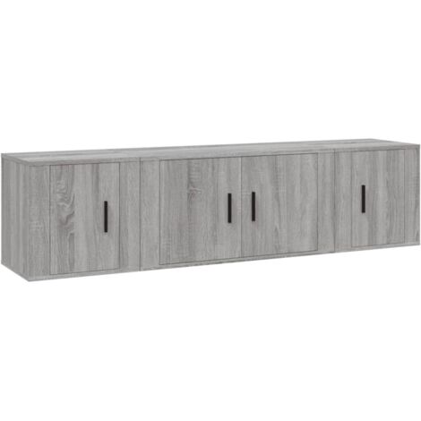 Ensemble de meubles TV 3 pcs, Étagères TV, Meubles de Salon, Sonoma gris Bois d'ingénierie OIB5224E (1/5)