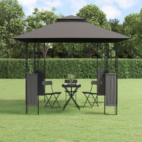 Tonnelle de Jardin Tente de réception - Rapide à Installer avec toit anthracite 300x300x270 cm acier BV999811 - BonneVie (1/5)