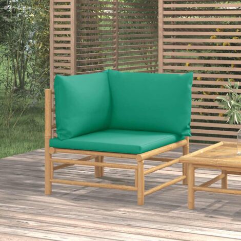 Canapé d'angle de jardin Sofa Banquette de jardin avec coussins vert bambou 84294 (1/5)