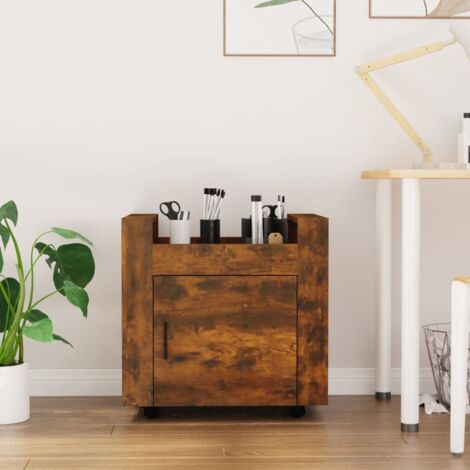 Chariot de bureau Chariot de service  Meuble de rangement Chêne fumé 60x45x60 cm Bois d'ingénierie 97278 (1/5)