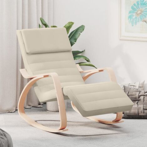 Chaise à bascule Fauteuil berçant - Chaise de salon Crème Tissu BV632045 - BonneVie (1/5)