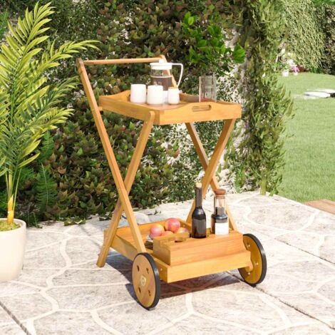 Chariot à thé Chariot de service Meuble de rangement 54x87x90 cm bois massif d'acacia 48743 (1/5)