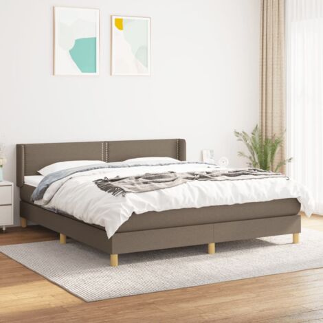 Lit double pour adulte Moderne - Lit à sommier à sommier tapissier avec matelas Taupe 180x200 cm Tissu BV806076 - BonneVie (1/5)