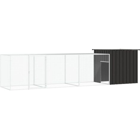Poulailler Enclos  Cage à poules Anthracite 400x91x100 cm Acier galvanisé 74145 (1/5)