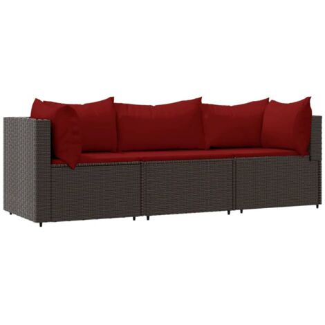 Salon de jardin 3 pcs Contemporain, Ensemble repas de jardin, avec coussins marron résine tressée OIB9893E (1/5)