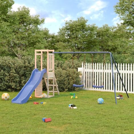 Aire de Jeux Maisonnette de jeu avec toboggan et balançoires - Maison de jeu - pin massif BV795891 - BonneVie (1/5)