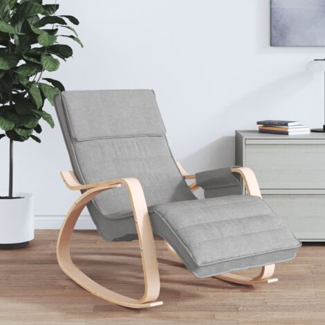 Chaise à bascule Fauteuil à bascule Fauteuil de Relaxation Gris clair Tissu 74579 (1/5)