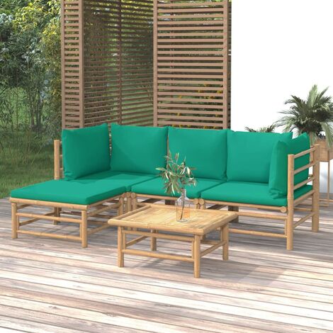 Salon de jardin 5 pcs - Ensemble Table et Chaise de Jardin - avec coussins vert bambou BV670539 - BonneVie (1/5)