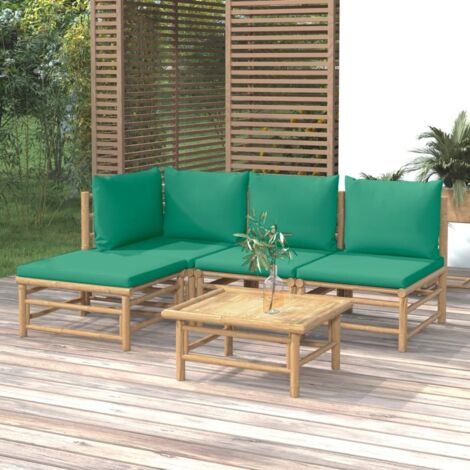 Salon de jardin 5 pcs - Ensemble Table et Chaise de Jardin - avec coussins vert bambou BV994170 - BonneVie (1/5)