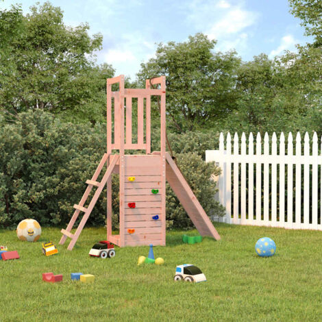 Aire de Jeux Maisonnette de jeu avec mur d'escalade  Maison enfant exterieur bois massif Douglas 39540
