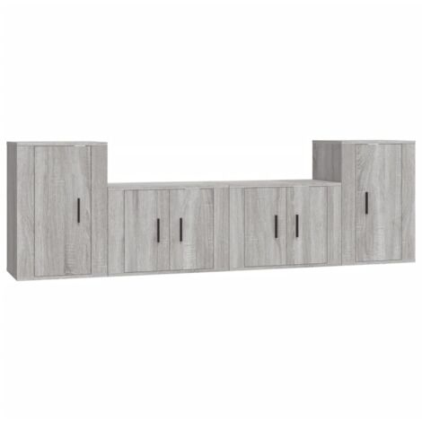 Ensemble de meubles TV 4 pcs, Étagères TV, Meubles de Salon, Sonoma gris Bois d'ingénierie OIB1942E (1/5)